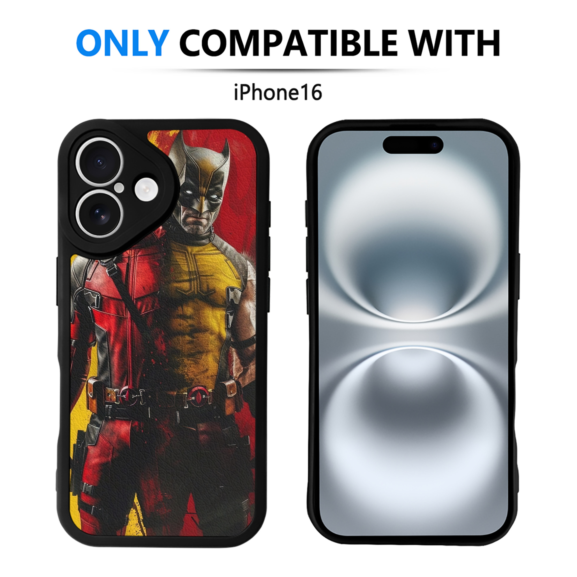 （画像用） Deadpool デッドプール 【iPhone 16シリーズ対応】シリコンスマホケース（レザー調） 材質：シリコン